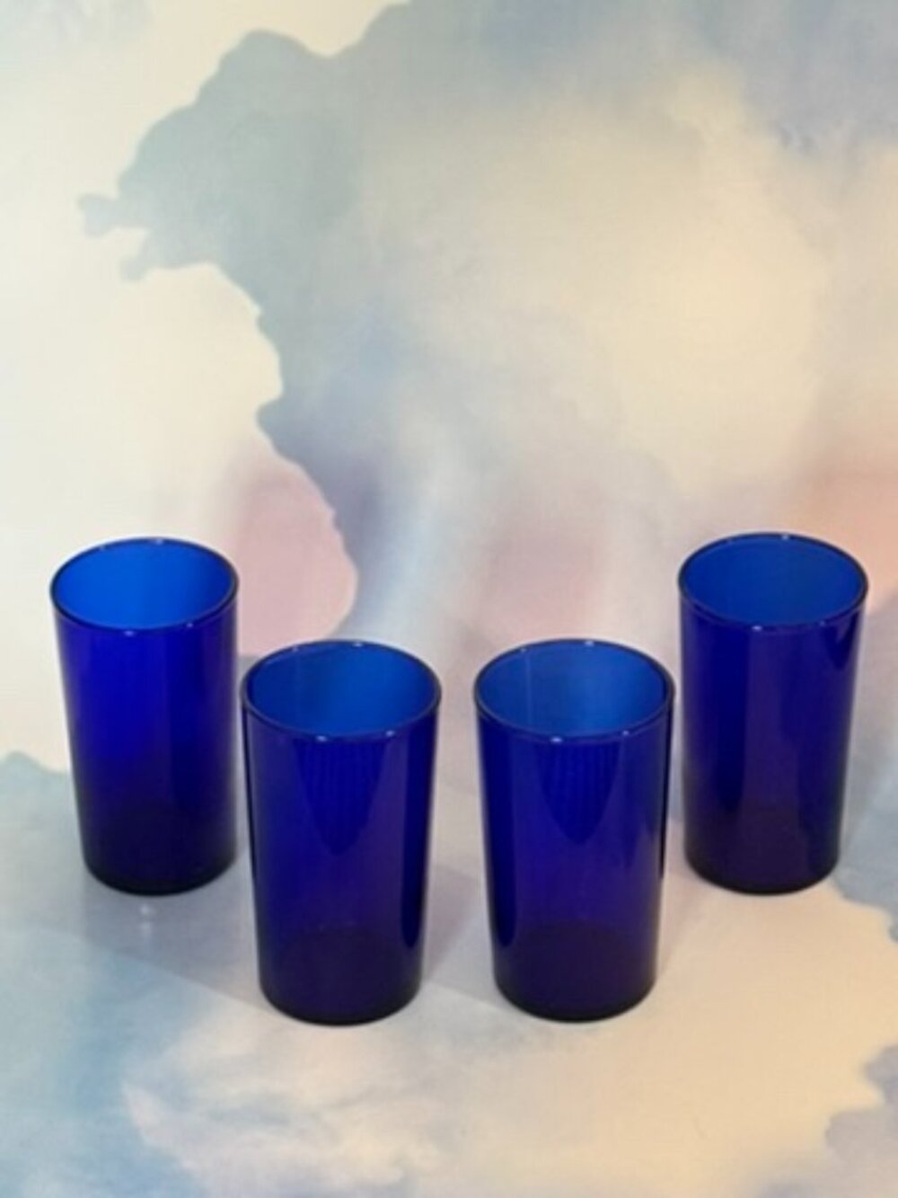 Set of 4 VINTAGE LIBBEY "Metropolitan" Cobalt Flat Juice Glasses Collectible